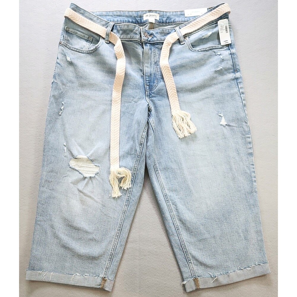 NWT Maurices Crop Jeans Women’s Sz 18W Lt Wash Mid Rise Belt Included 21” Inseam